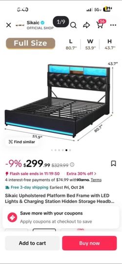 Full sized led bed frame