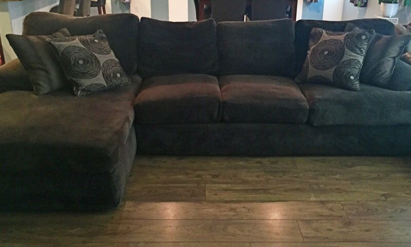 Keywest Mor Furniture brown microfiber goose down sectional with chaise