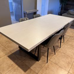 Modern Dining Table + 4 Chairs (Wood, Excellent Condition)