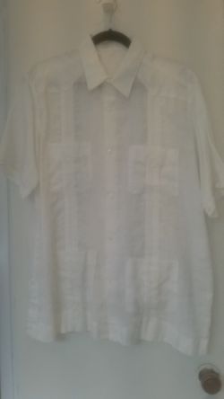 Two  Guaveras, Very Light/cool Material, White, Black Color Both Same Size  Large Each One $15.00  never worn 