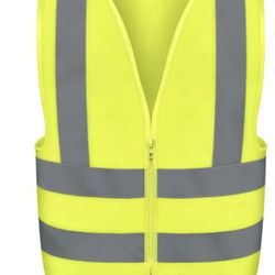 High Visibility Safety Vest with Reflective Strips, Size Large | Neon  Yellow.  (AG)