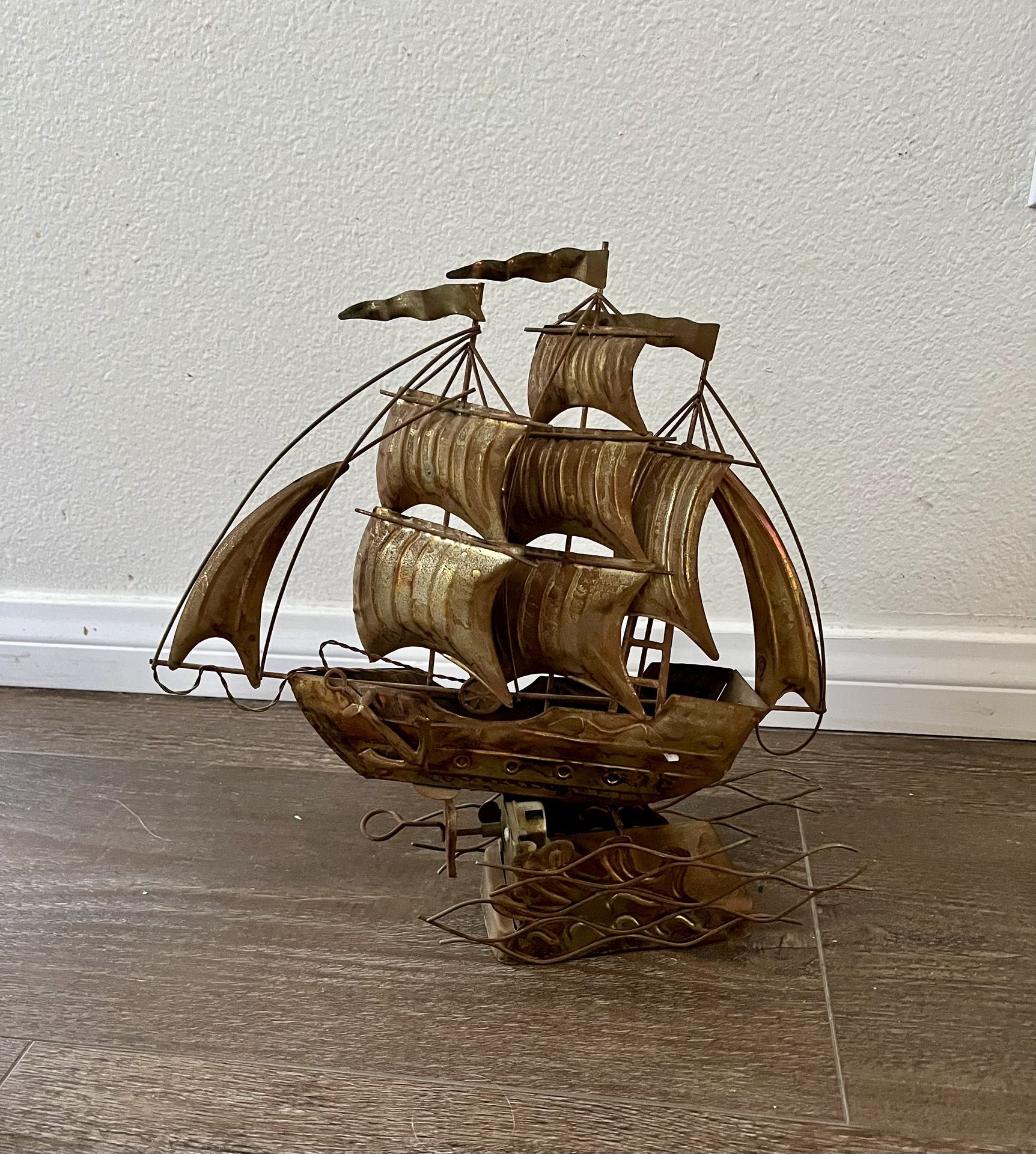 Vintage Brass Sailing Ship Sculpture