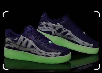 Sz 14 Nike Air Force 1 Low ‘07 QS Purple Skeleton Halloween 2021