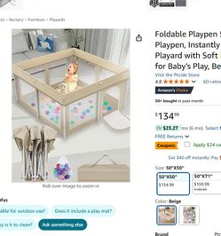 Brand New  Foldable Baby Playpen  With Ball 50x50 