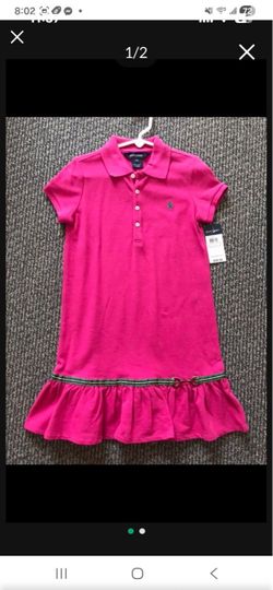 NEW Ralph Lauren Polo Sports Casual Formal Kids Children Girl Pink Dress Short Sleeve Size 6