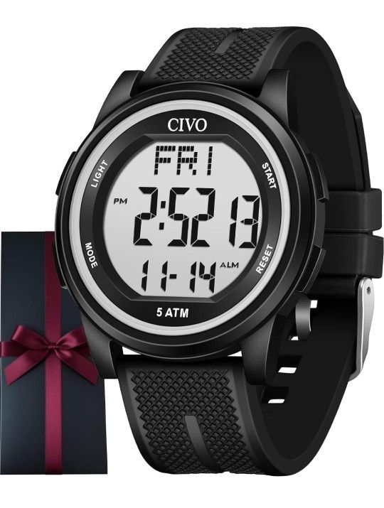 LED Backlight Sports Waterproof Digital Wristwatch with Stopwatch Alarm Date