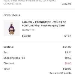 Labubu The Monsters Wings Of Fortune Vinyl Plush Hanging Card