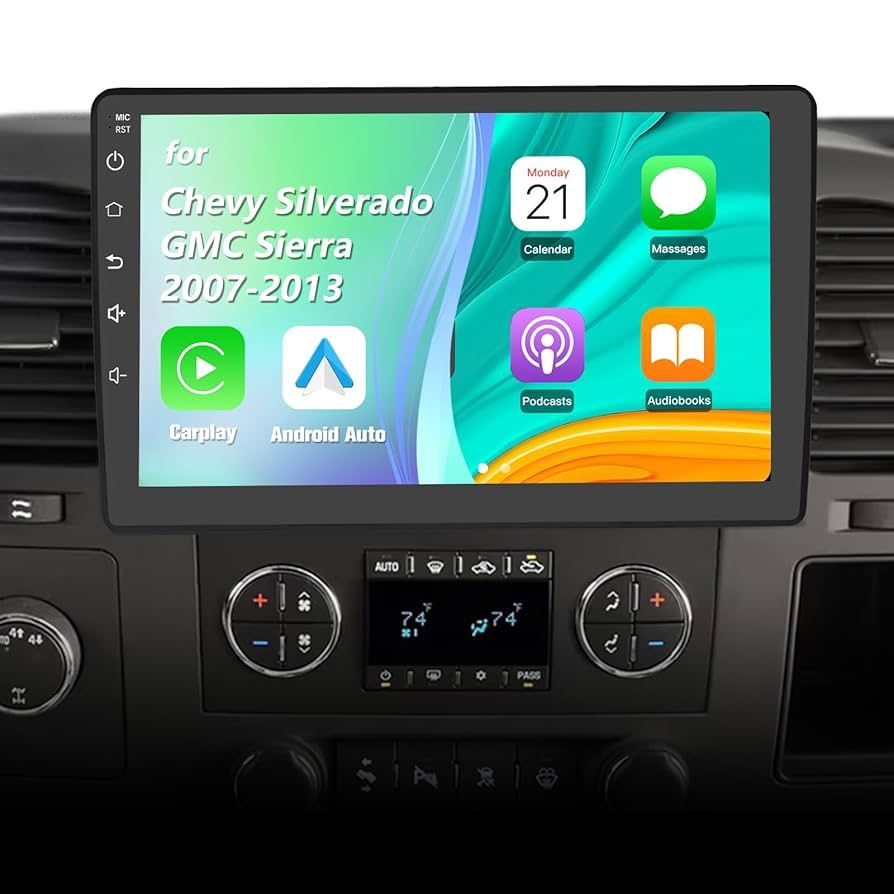 Car Radio Stereo for Chevy Chevrolet Silverado 2007-2013 Tahoe Equinox GMC Sierra Yukon with Android 13 CarPlay Android Auto Bluetooth WiFi