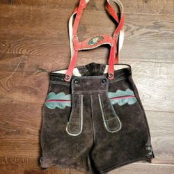 Vintage German Lederhosen Leather Oktoberfest Suede Child Shorts Pinocchio costume Halloween