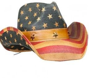 Western, American Flag  vintage cowboy hat