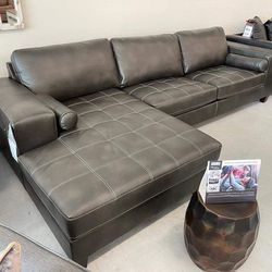 Black  Faux Leather 2 Piece L Shape Sectional couch with chaise 