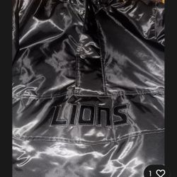 Lions Starter pullover. RARE ! Black On black Patent Leather