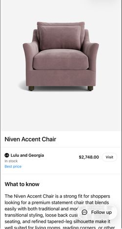 BRAND NEW Lulu and Georgia Niven Accent Chair – Pink Velvet –
