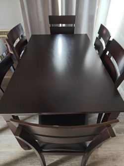 Dark Brown Dining Table with 6 Chairs