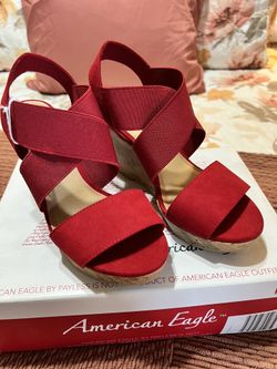 Women’s Summer Wedge Sandal Red American Eagle Sz 5