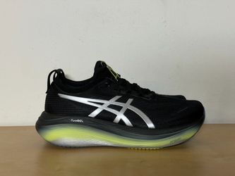 r of ASICS Gel-Nimbus 27 Luxe Black Green Sneakers 1011C030-001 Men's Size 11