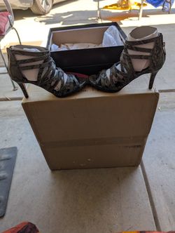 Shark Grey And Black Shoes Heels
