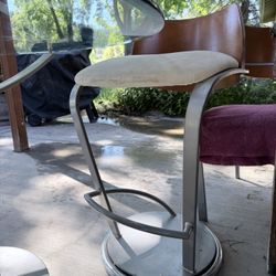 Vintage 80’s Glass Dining Set And Bar Stools