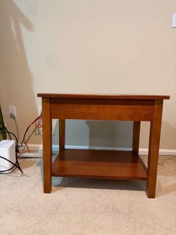 Wood End Table with Bottom Shelf