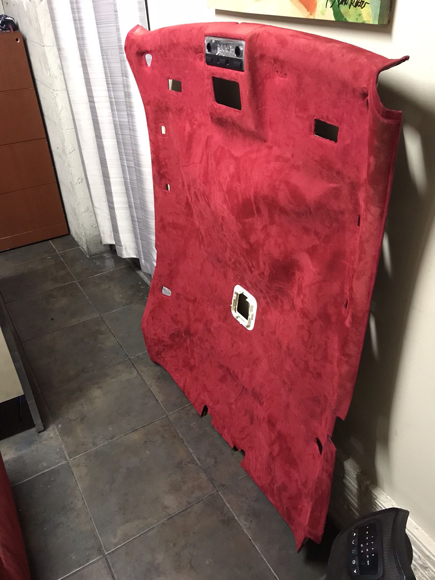 Custom Red Suede BMW E46 coupe Headliner