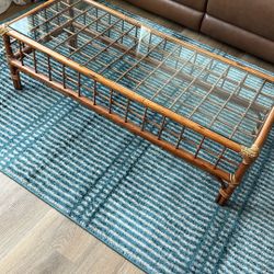 Tiki/bamboo Coffee Table With Glass 