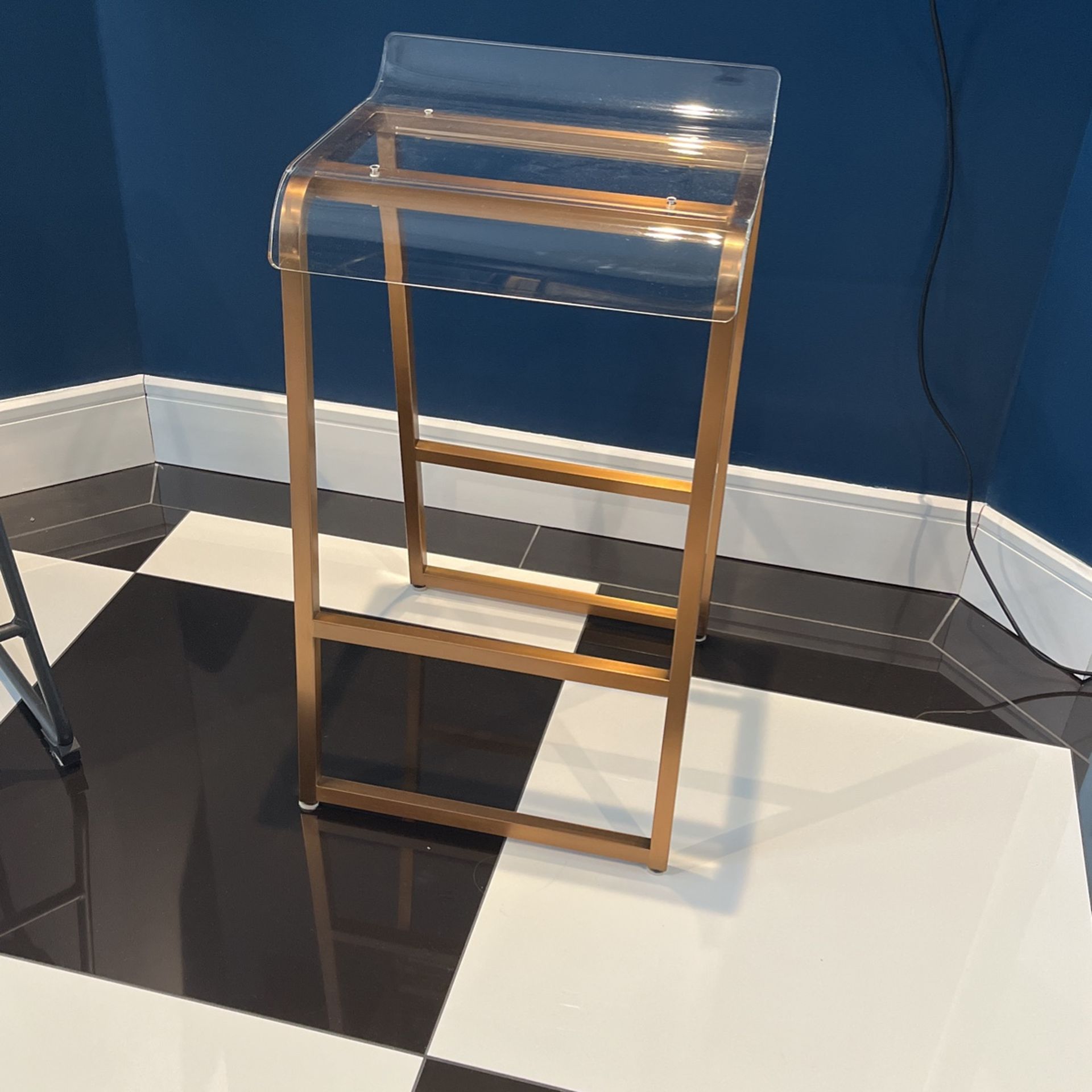 Clear Acrylic & Gold Modern Stool