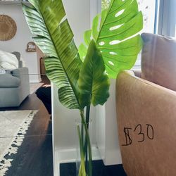 Fake Plant Leaves + Vase