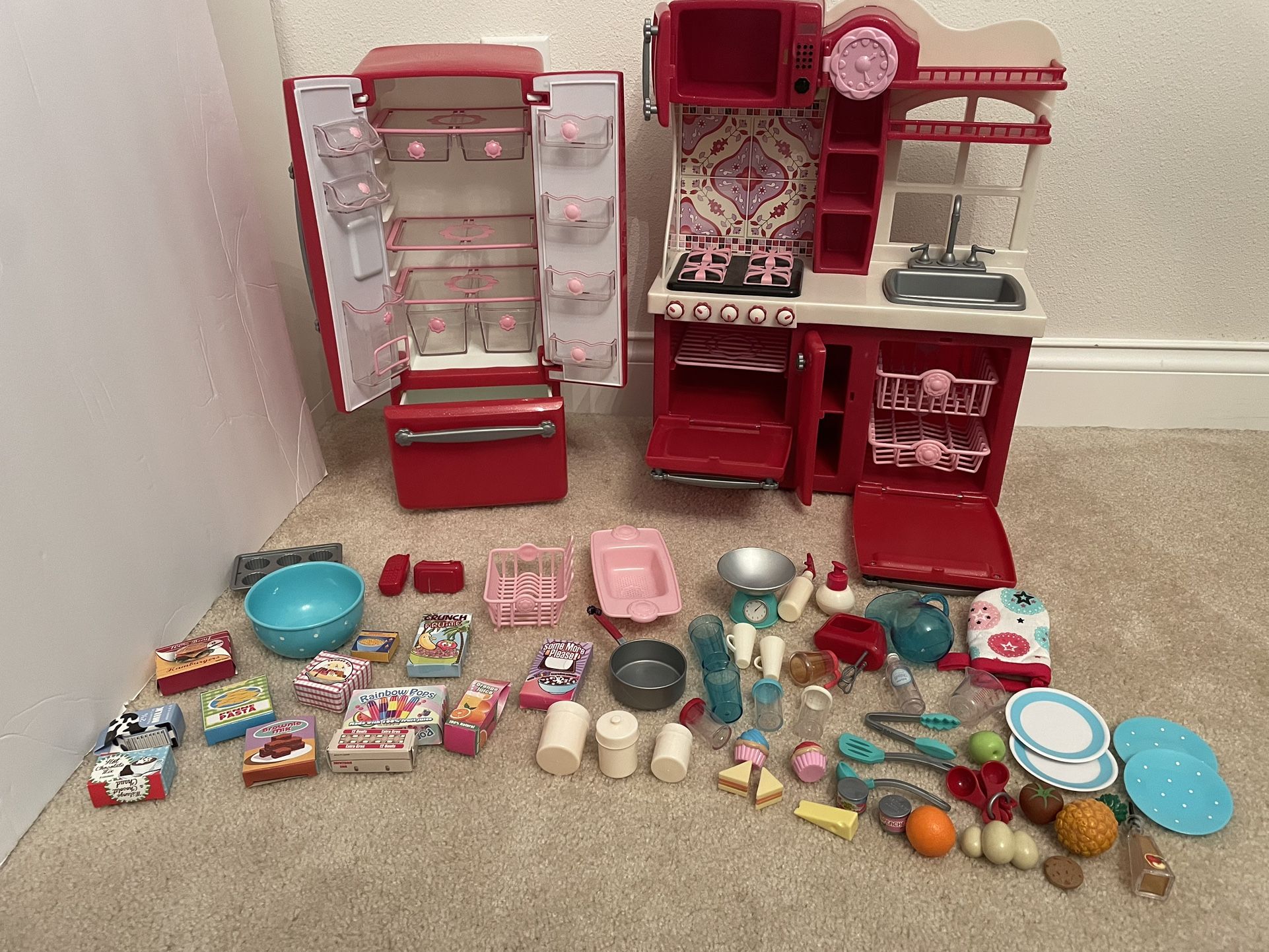 Our Generation Red Gourmet Kitchen and accessories