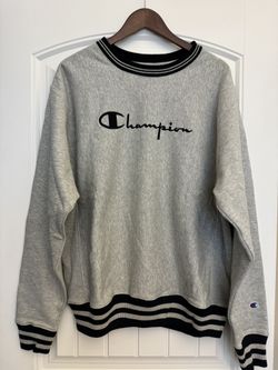 Champion sweatshirt, Medium - X-Large Light Gray With Dark Blue Trim
