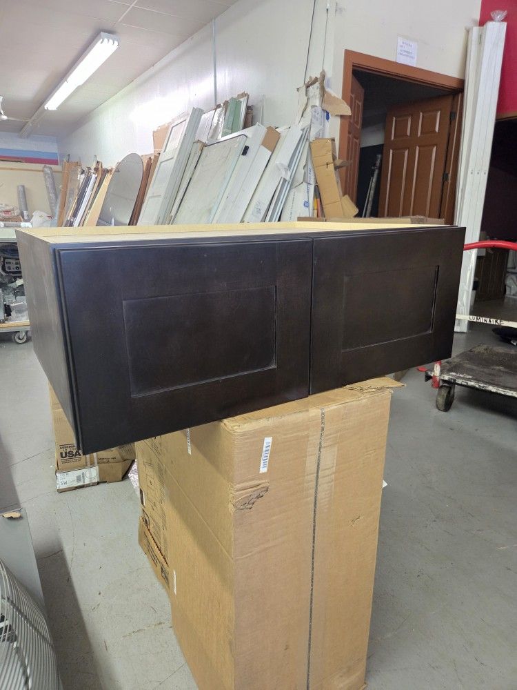 33w x 24d x 12h mocha shaker cabinet