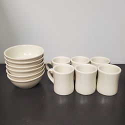 Cream Modern Dinnerware Set Bowl & Coffee Mugs