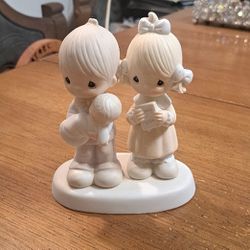 Precious Moments Collectible Figurine Hand Painted Bisque Porcelain, "Rejoicing With You " 1980