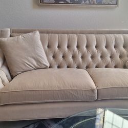 Custom Made Cream Colored Fabric Sofa