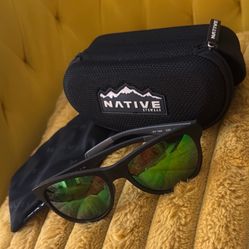 Native Eyewear Polarized Sunglasses In Acadia Matte Black With Green Reflex Lenses