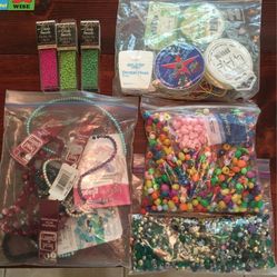 Lot Of Vintage And New Beads & Jewelry Making Supplies 