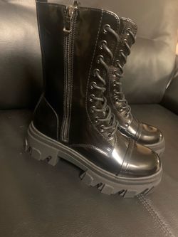 Mid Calf Combat Boots 6.5
