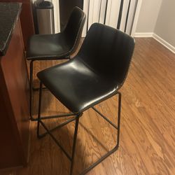2 Faux Leather Bar Chairs 