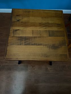 Rustic wood side Table with Metal Legs