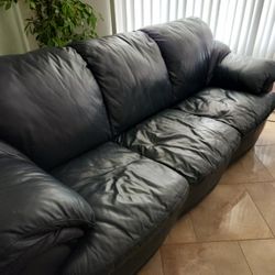 Blue Leather Sofa