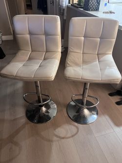 Two Beautiful White Bar Stools