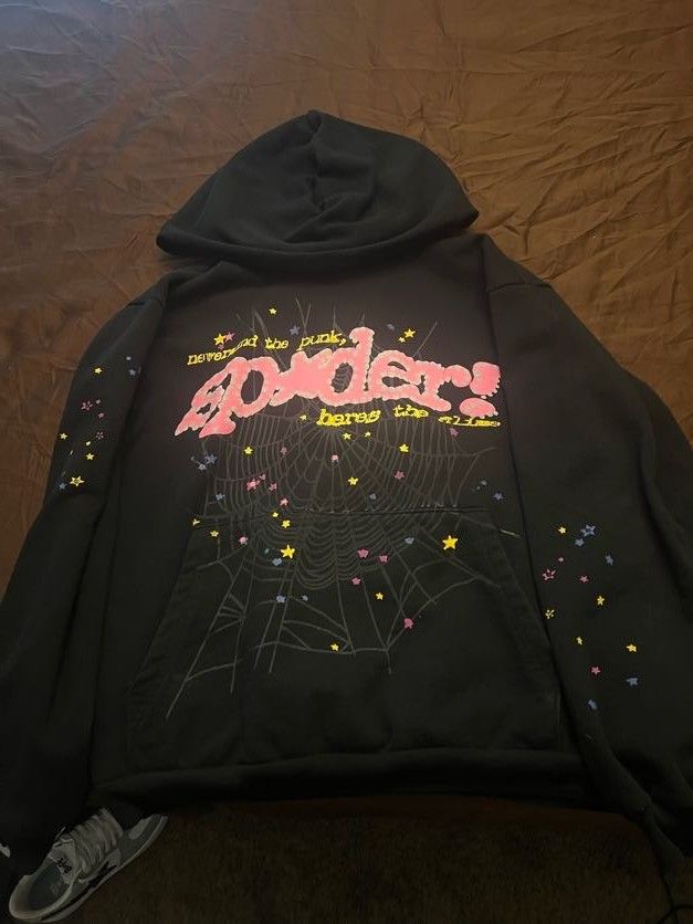 Sp5der Hoodie V.2 Black And Pink (Large)