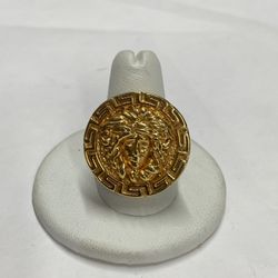 14K Yellow Gold Versace Medusa Ring (Size 10)