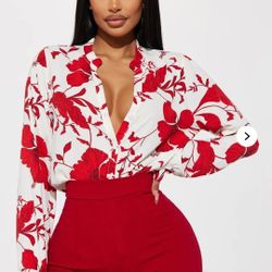*Floral Emotions Top - White/Combo (2X) Fashion Nova New with Tags
