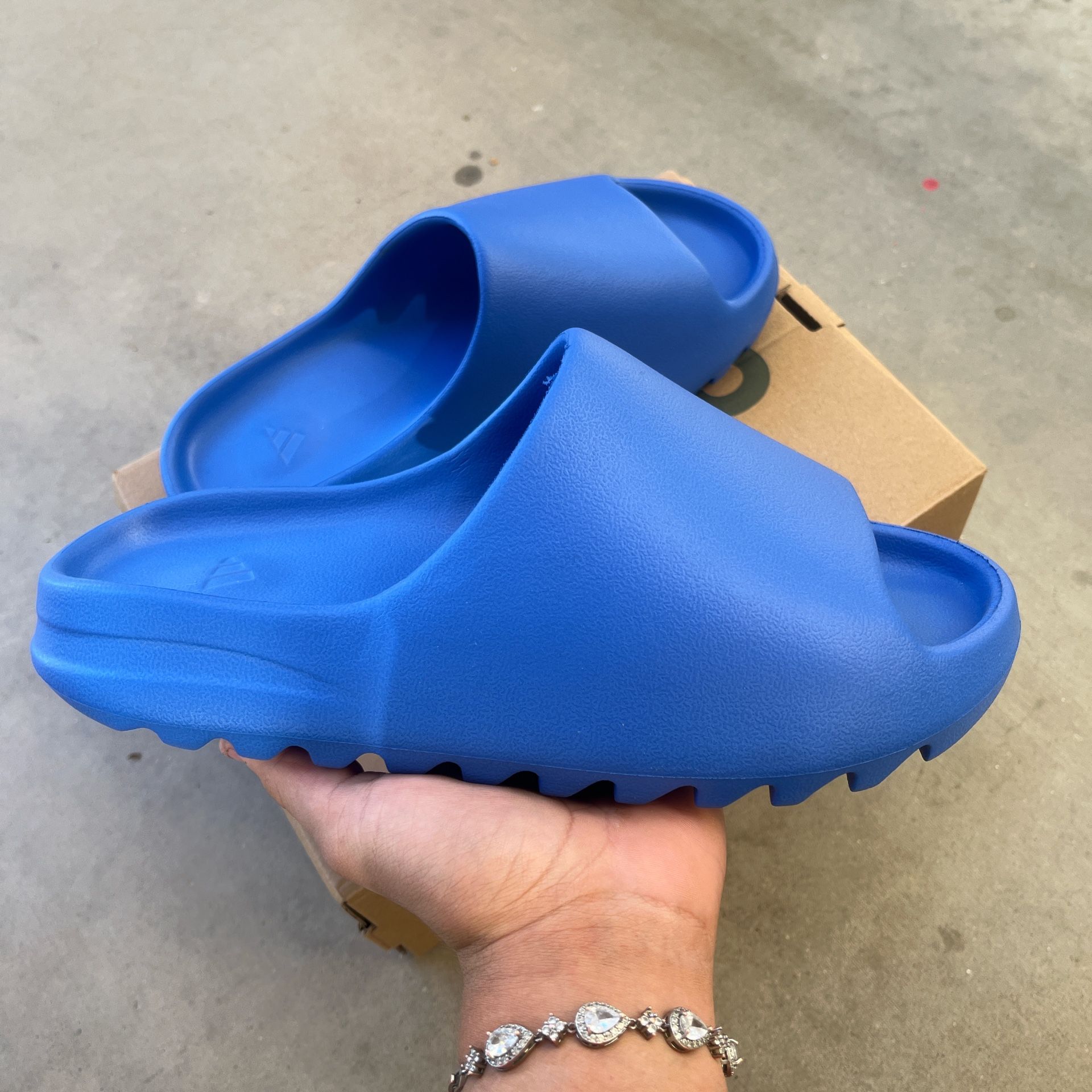 Azure Yeezy Slides