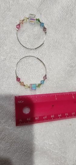 Silver hoop earrings with Swarovski crystals