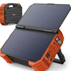 BROWEY Portable Power Station 1000W with Built-in Solar Panel, 614WH/192000mAh LiFePO4 Battery Pack, Solar Generator with AC/DC/USB/PD Outputs