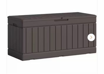 82 Gal. Fusion Style Deck Box Brown Outdoor Resin Storage Box