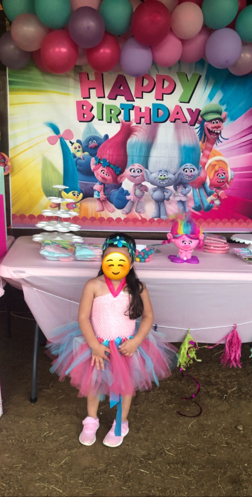 Trolls Birthday outfit and Birthday banner