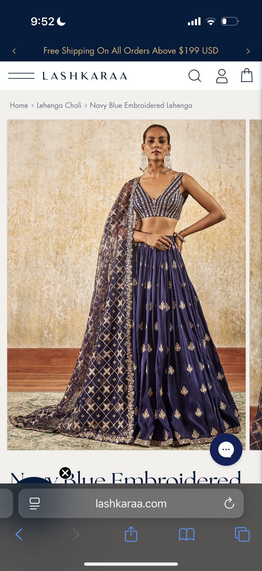 Navy And Gold Lehenga