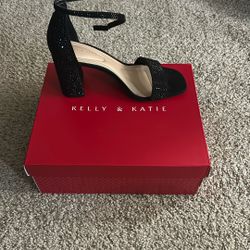 Kelly and Katie Black Glitter Heels